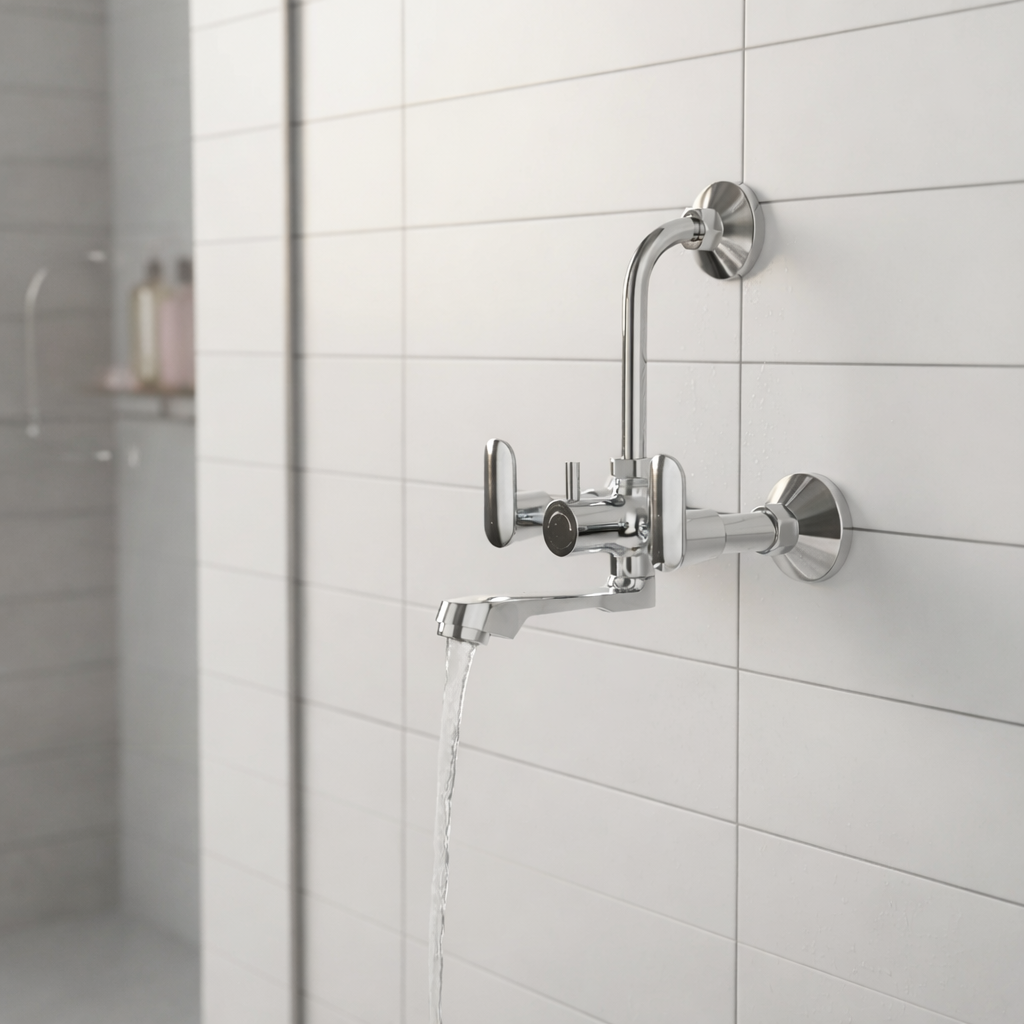 Pearl 2-in-1 Wall Mixer Tap With Bend