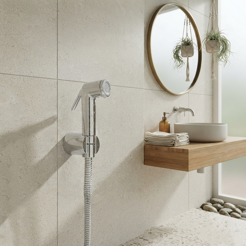 Velue  Croma Handheld Health Faucet with 1 Meter SS Hose Pipe and Hook - Velue Complete Bath Fitting Solutions Bannglore India