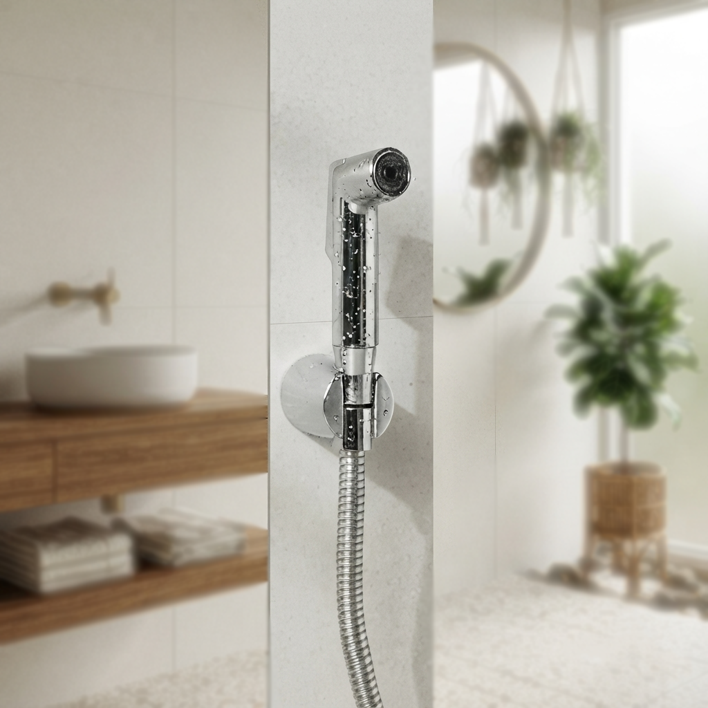Velue  Crystal Handheld Health Faucet with 1 Meter SS Hose Pipe and Hook - Velue Complete Bath Fitting Solutions Bannglore India