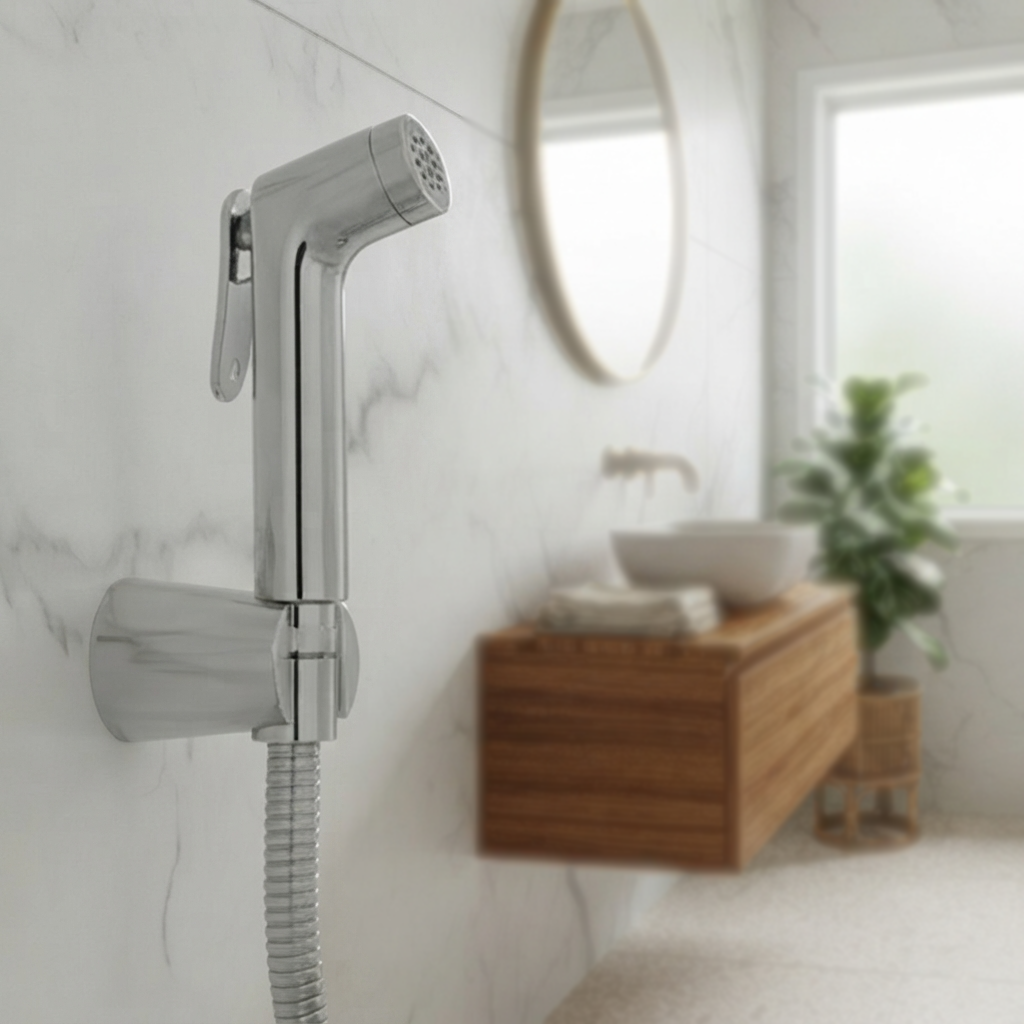 Velue  Neo Handheld Health Faucet with 1 Meter SS Hose Pipe and Hook - Velue Complete Bath Fitting Solutions Bannglore India