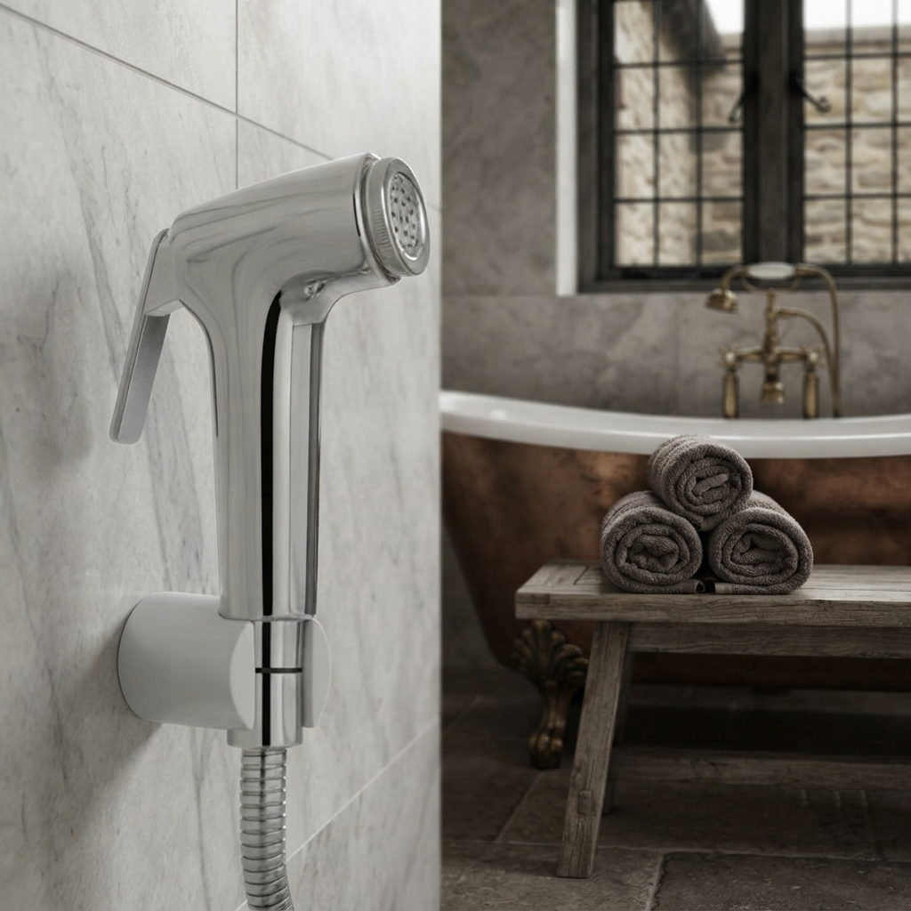 Velue  Continental Handheld Health Faucet with 1 Meter SS Hose Pipe and Hook - Velue Complete Bath Fitting Solutions Bannglore India