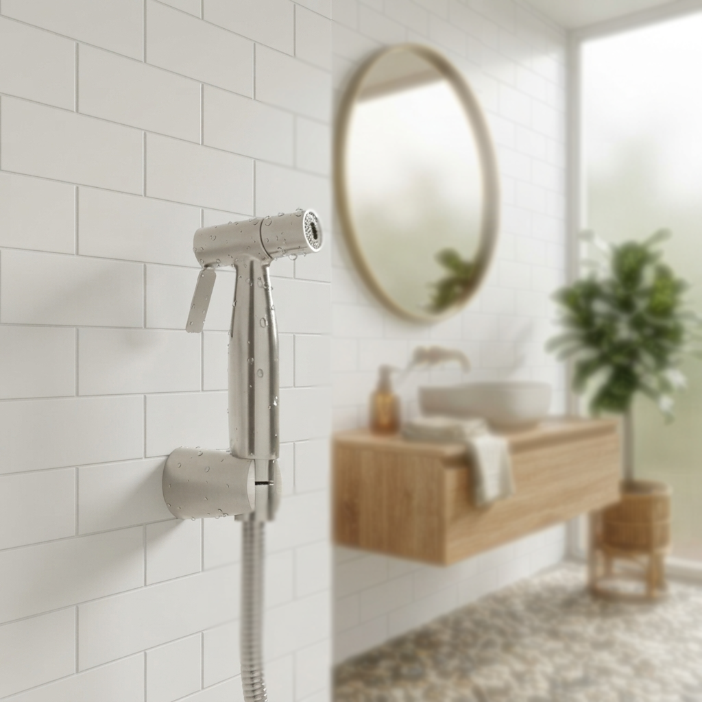 Velue  Nano Handheld Health Faucet with 1 Meter SS Hose Pipe and Hook - Velue Complete Bath Fitting Solutions Bannglore India - Gun Only - V14720