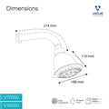 Velue  Mapple Multi Flow Overhead Shower with 360° Swivel and Stainless Steel Arm - Velue Complete Bath Fitting Solutions Bannglore India