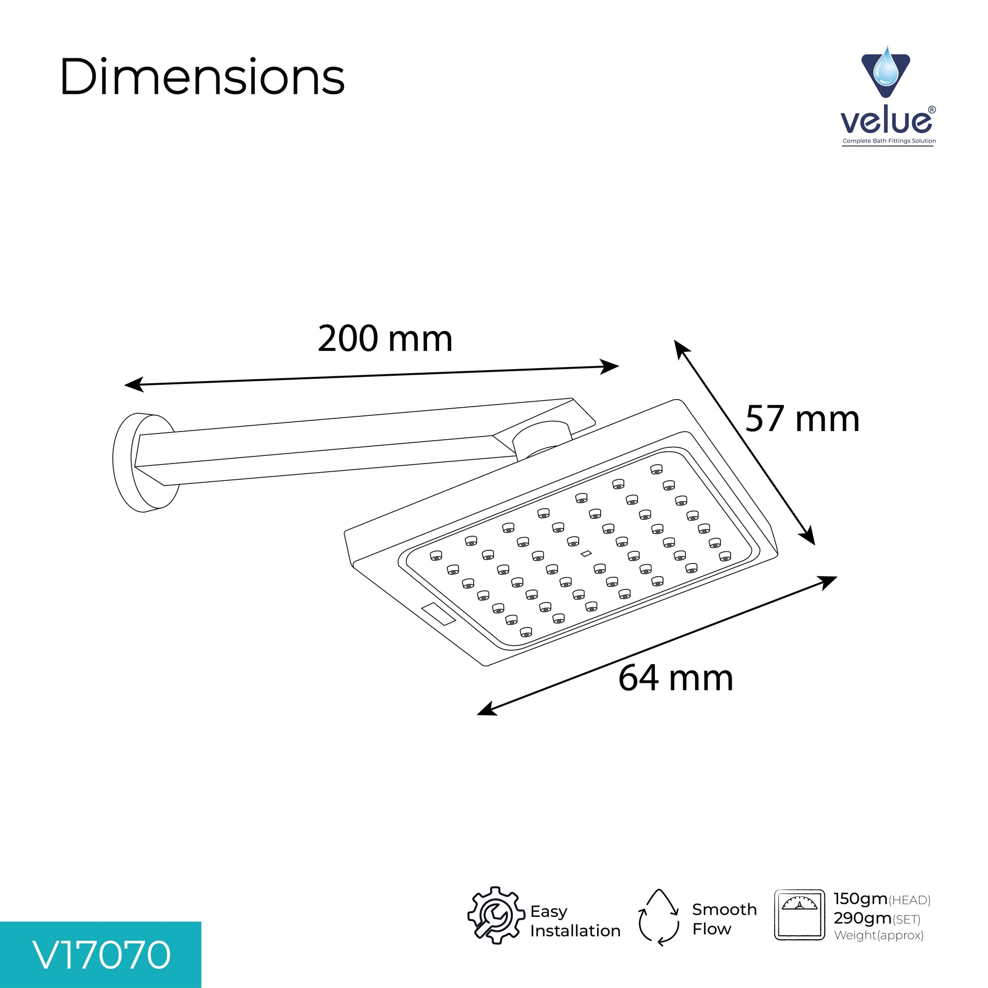 Velue  Hans Grohe Overhead Shower with 360° Swivel and Stainless Steel Arm - Velue Complete Bath Fitting Solutions Bannglore India