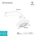 Velue  Brezza Overhead Shower with 360° Swivel and Stainless Steel Arm - Velue Complete Bath Fitting Solutions Bannglore India