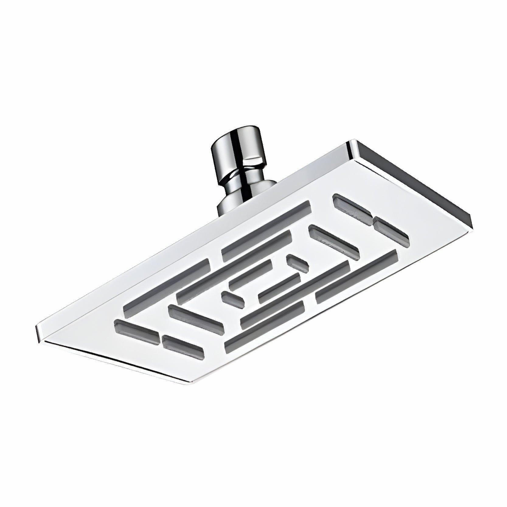 Chrome shower head on a white background