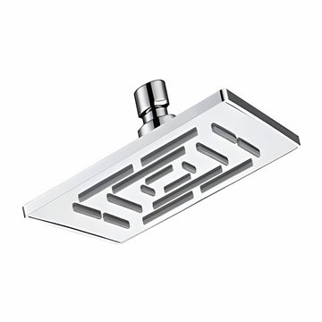 Chrome shower head on a white background