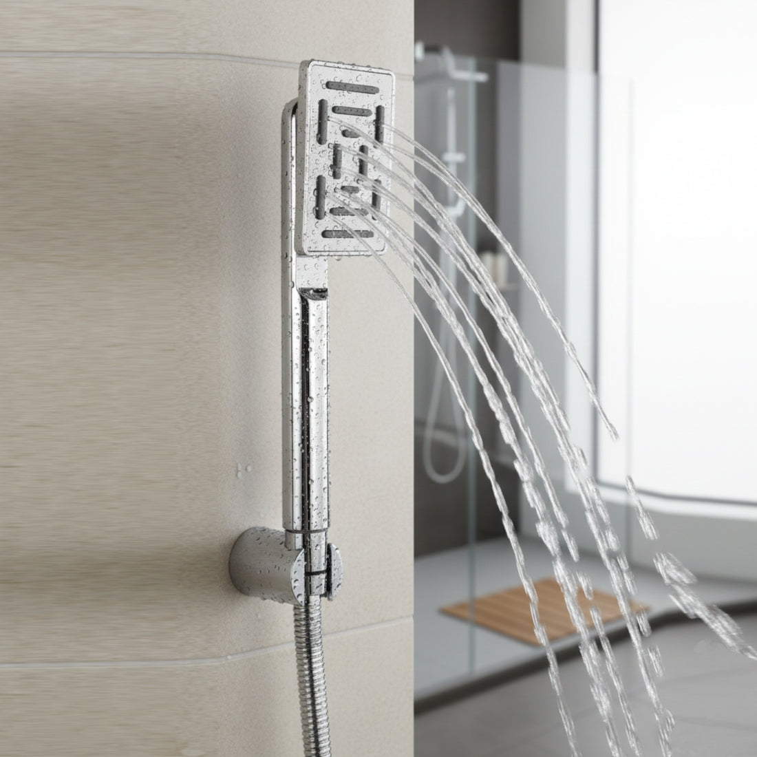 Maze Square Hand Shower with 1.5 Meter SS Hose Pipe and Hook
