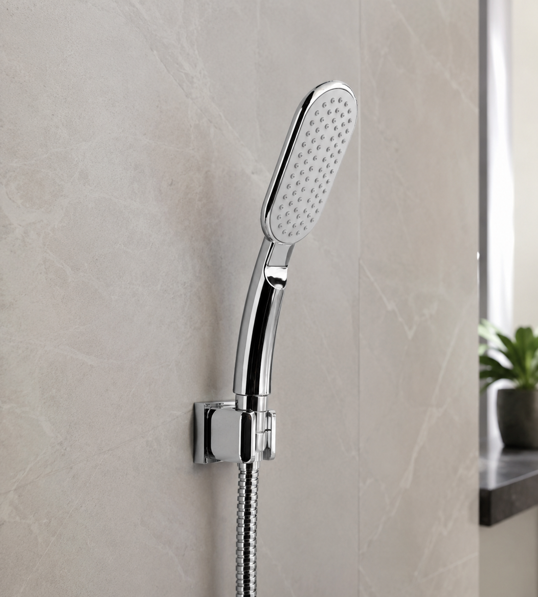 Velue  Elegant Hand Shower with 1.5 Meter SS Hose Pipe and Hook - Velue Complete Bath Fitting Solutions Bannglore India - Handle Only - V19080