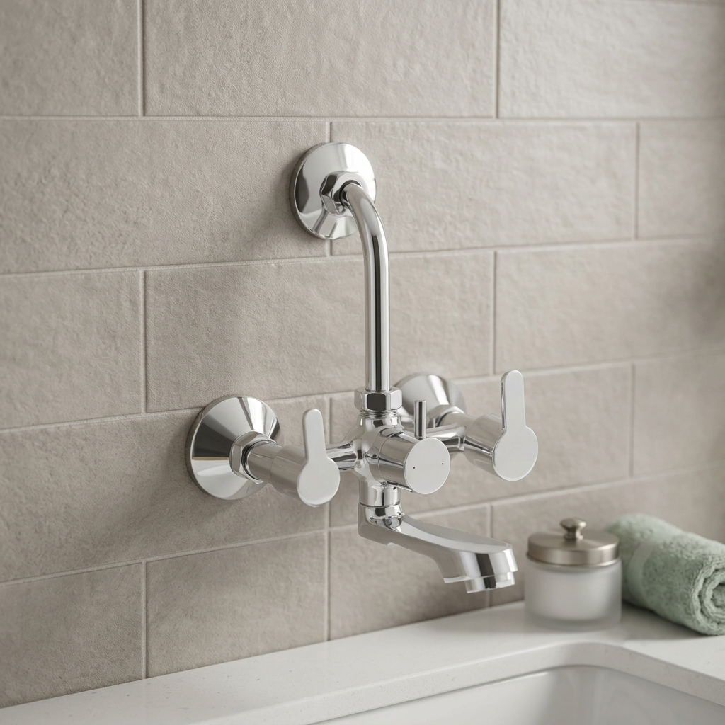 Velue  Flute 2 - in - 1 Wall Mixer Tap With Bend - Velue Complete Bath Fitting Solutions Bannglore India
