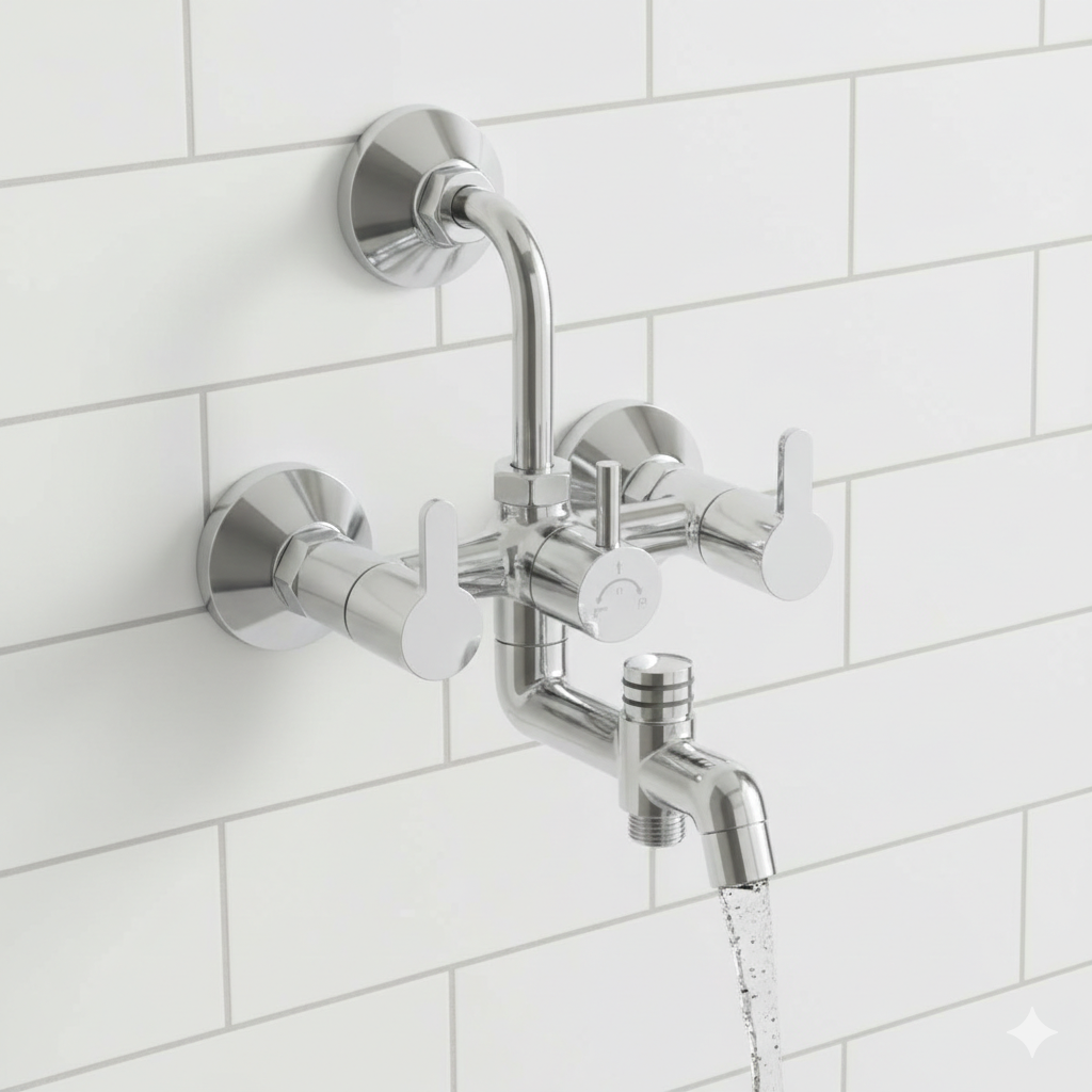 Flute 2-in-1 Wall Mixer Tap With Bend
