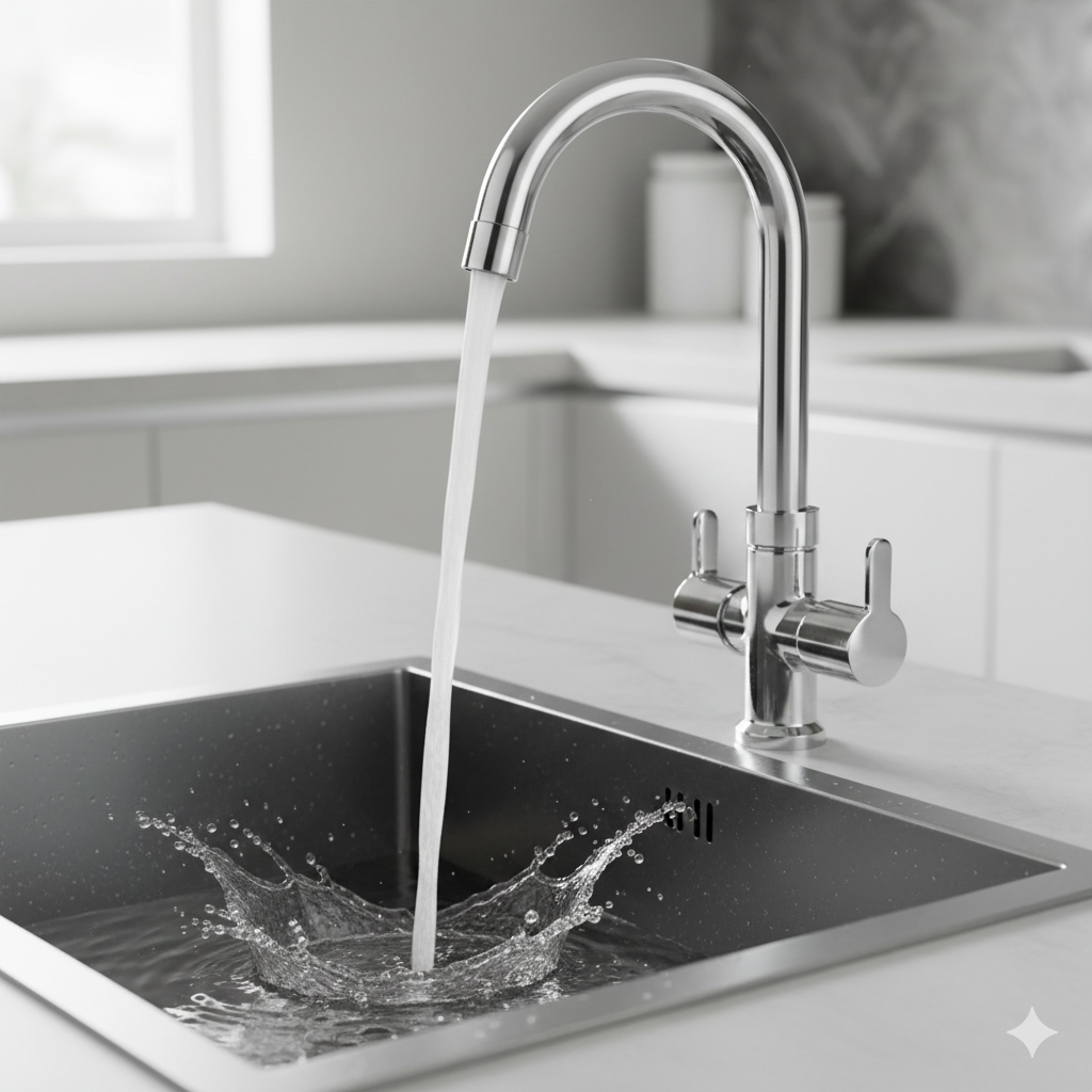 Flute Center Hole Basin Mixer with Two Handles