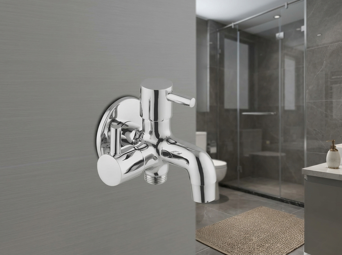 Chrome two way wall mounted bathroom faucet