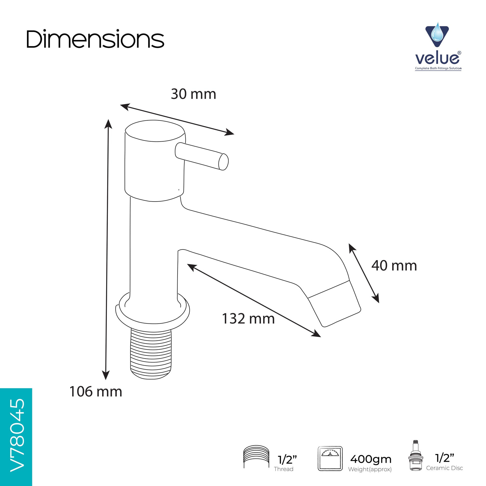 Velue  Nano Pillar Tap with High Neck - Velue Complete Bath Fitting Solutions Bannglore India