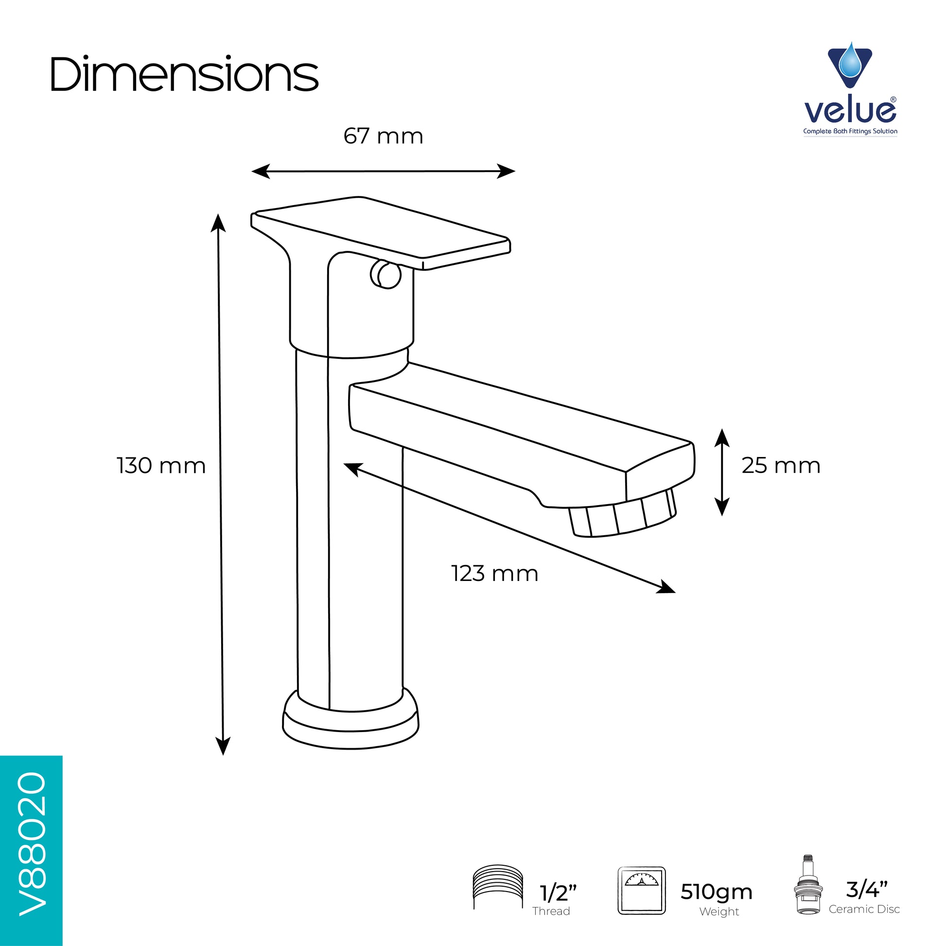 Velue  Opera Pillar Faucet | Deck Mounted - Velue Complete Bath Fitting Solutions Bannglore India