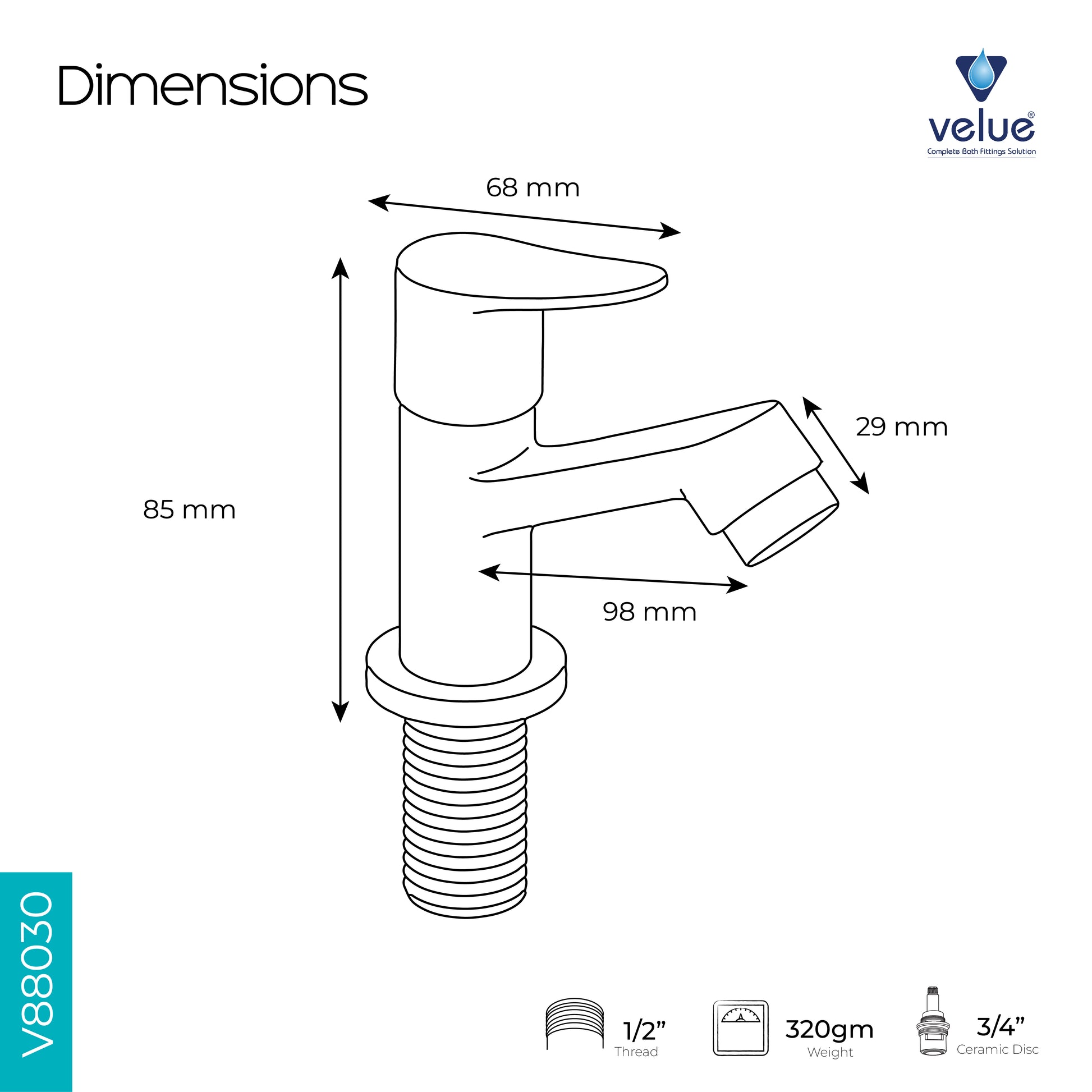 Velue  Duck Pillar Faucet with Long Thread | Deck Mounted - Velue Complete Bath Fitting Solutions Bannglore India