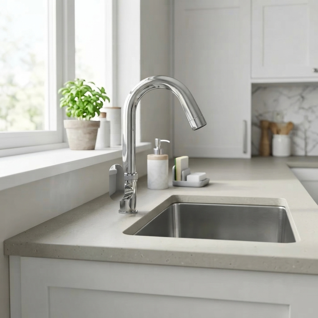 Velue  Pearl Swan Neck Faucet with Long Thread | Deck Mounted - Velue Complete Bath Fitting Solutions Bannglore India