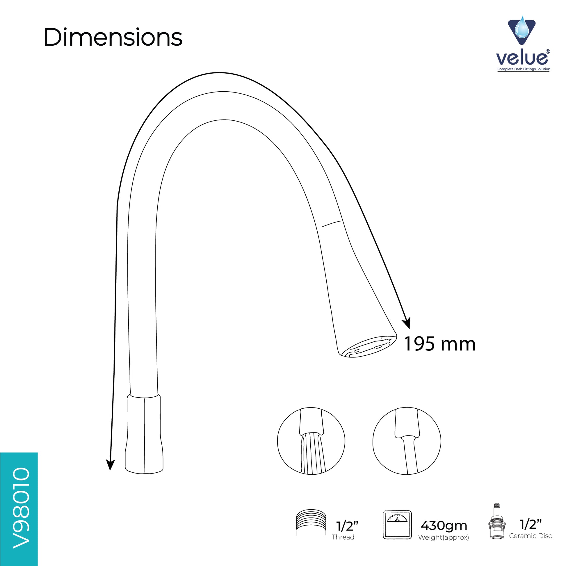 Velue  Flexible Spout with Dual Flow Shower Mode - Velue Complete Bath Fitting Solutions Bannglore India