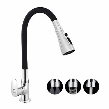 Fynix Flexible Swan Neck Faucet with Three Flow Mode | Deck Mounted