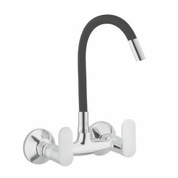Flexible Sink Mixer Faucet with Single Stream Flow and Double Handle | Wall Mounted