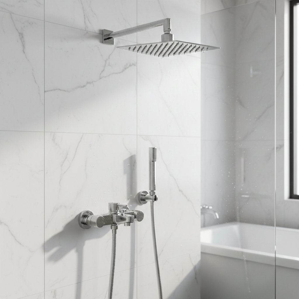 Ultra Slim Square Waterfall Overhead Shower Head | Premium Bathroom Range