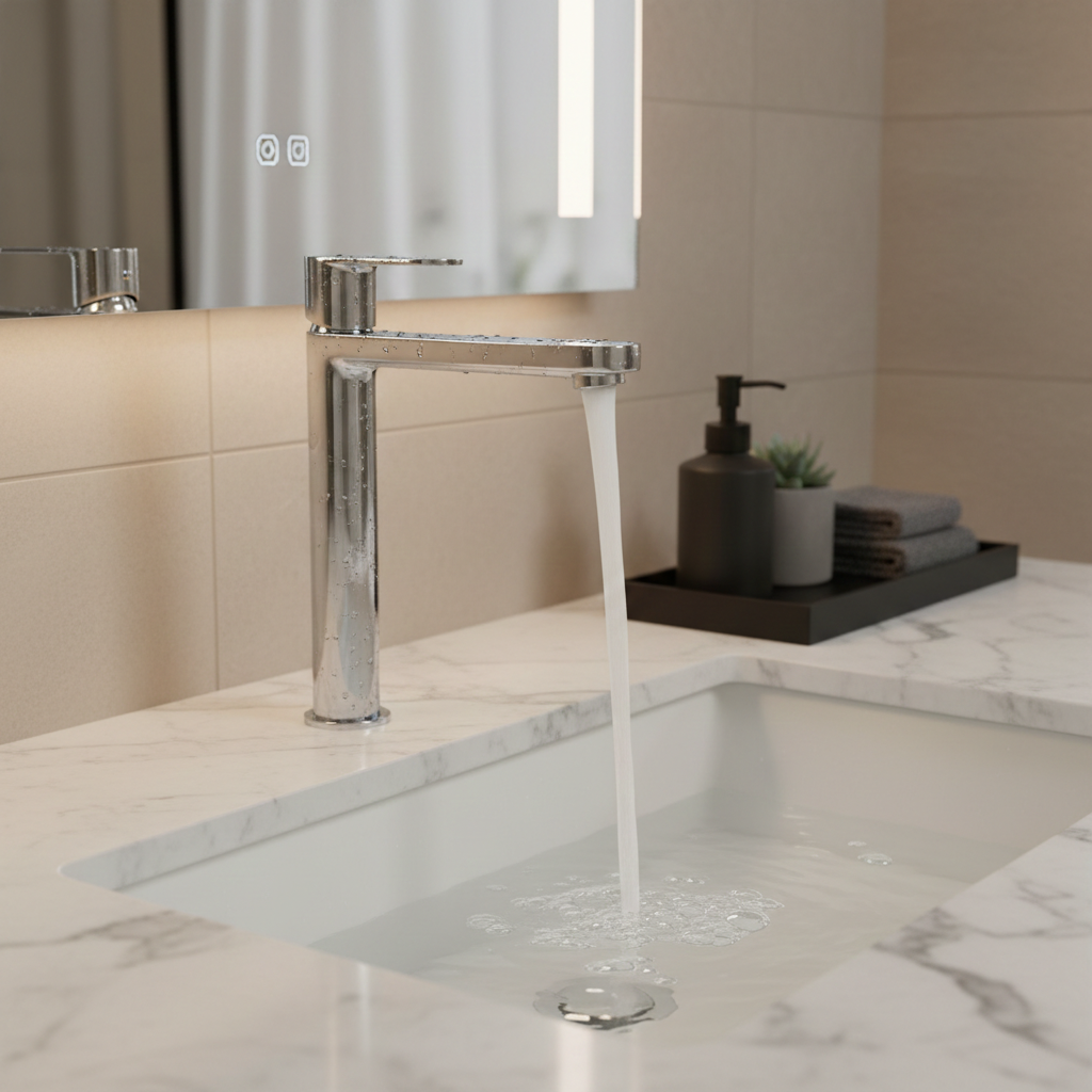 Opal Tall Pillar Type Faucet with Lift-up Handle for Basins | Deck Mounted