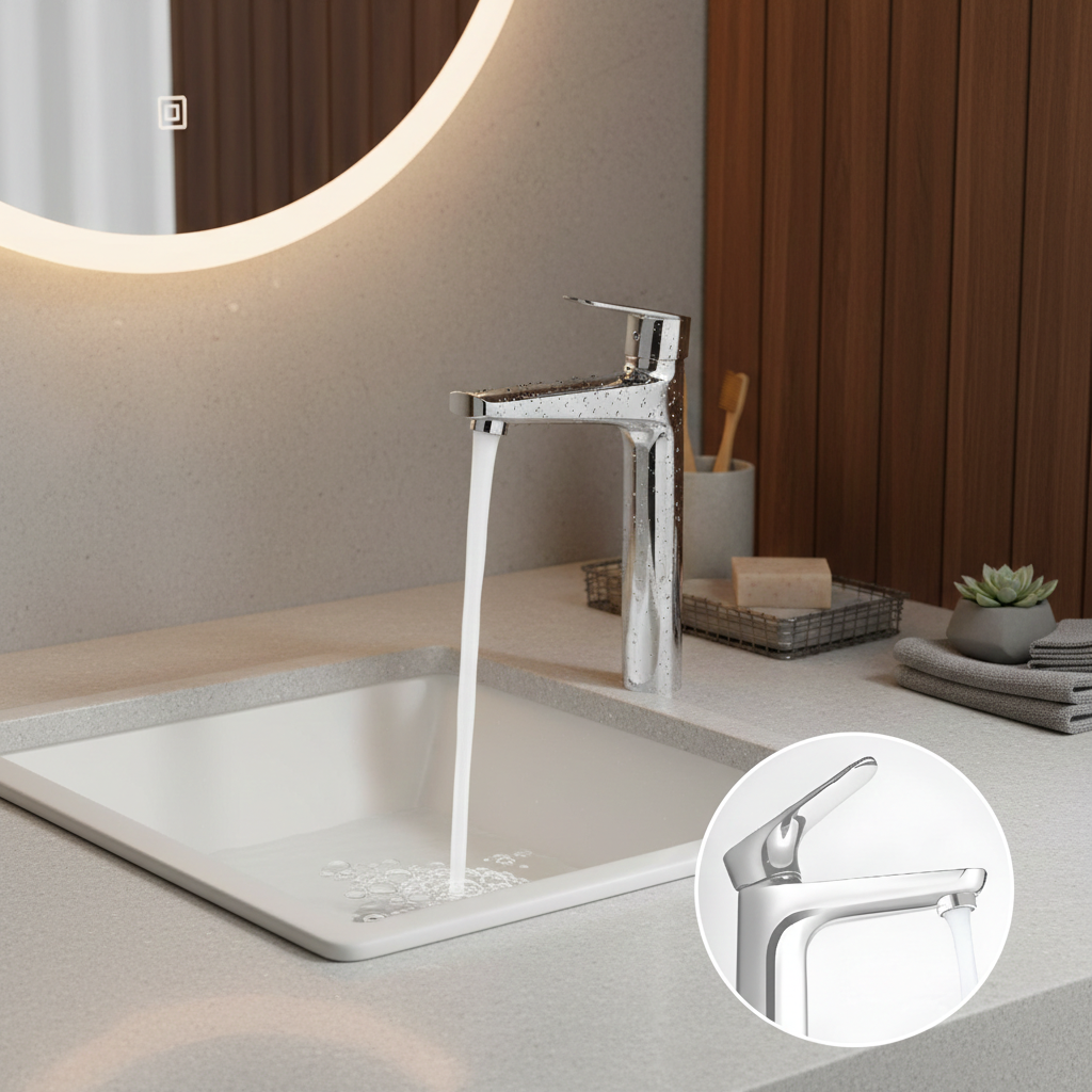 Arise Tall Pillar Type Faucet with Lift-up Handle for Basins | Deck Mounted