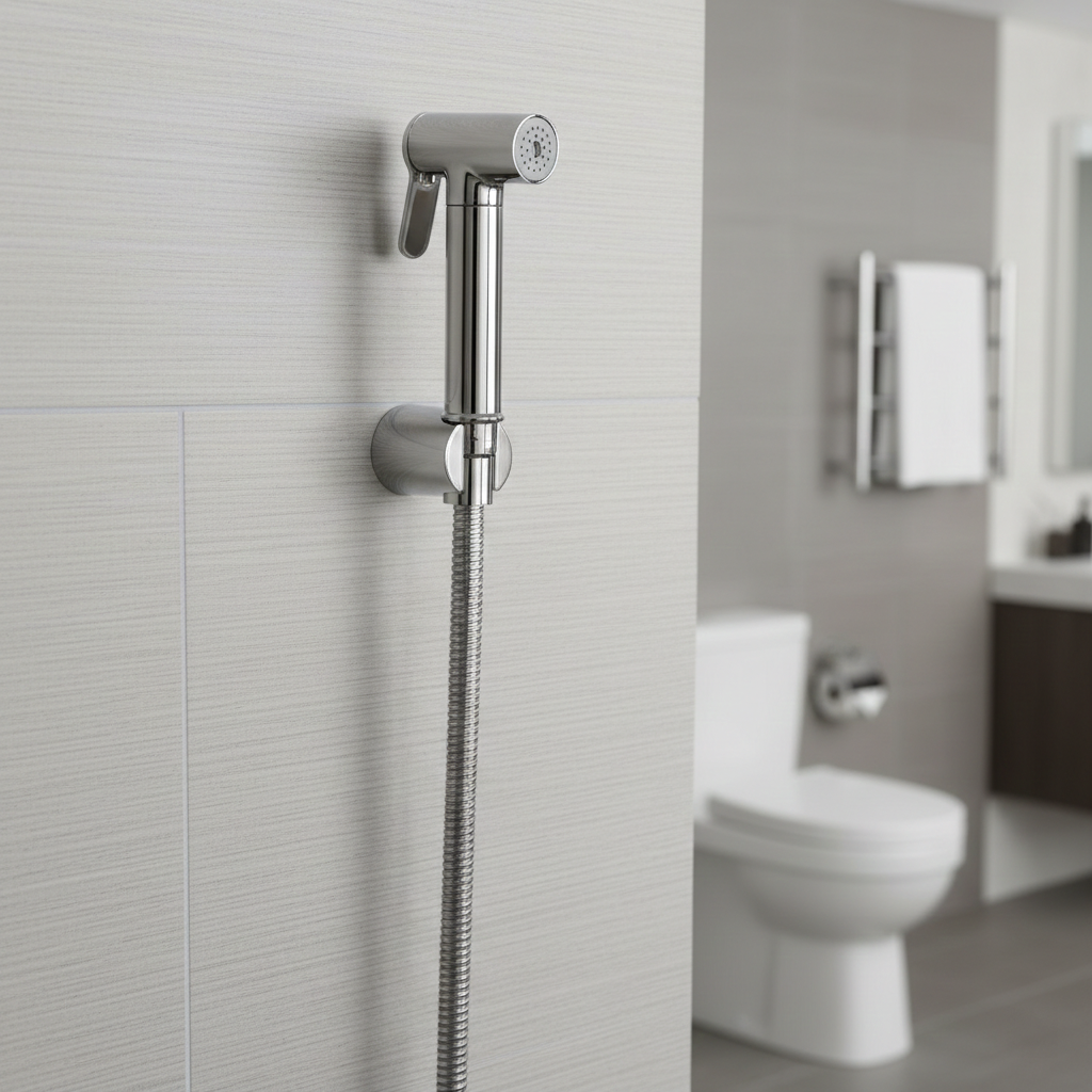 Flora Handheld Health Faucet with 1 Meter SS Hose Pipe and Hook