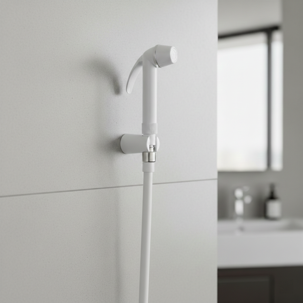 Roca White Handheld Health Faucet with 1 Meter PTMT Hose Pipe and Hook