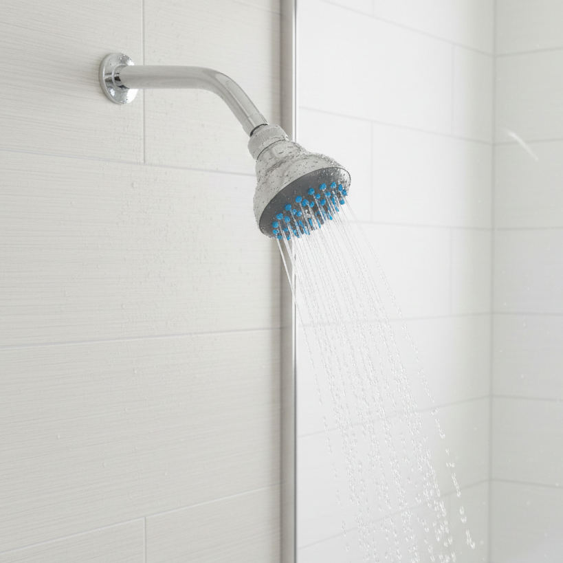 Big-Bell Overhead Shower with 360° Swivel and Stainless Steel Arm