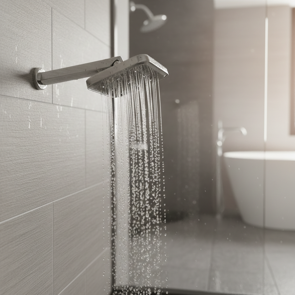 Hans Grohe Overhead Shower with 360° Swivel and Stainless Steel Arm