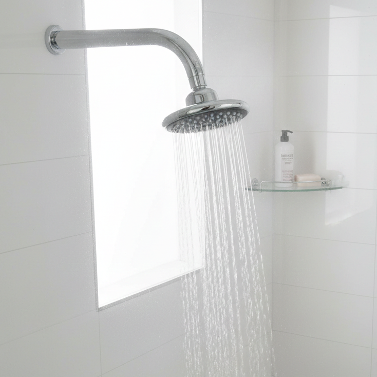 5 Inches Black Overhead Shower with 360° Swivel and Stainless Steel Arm