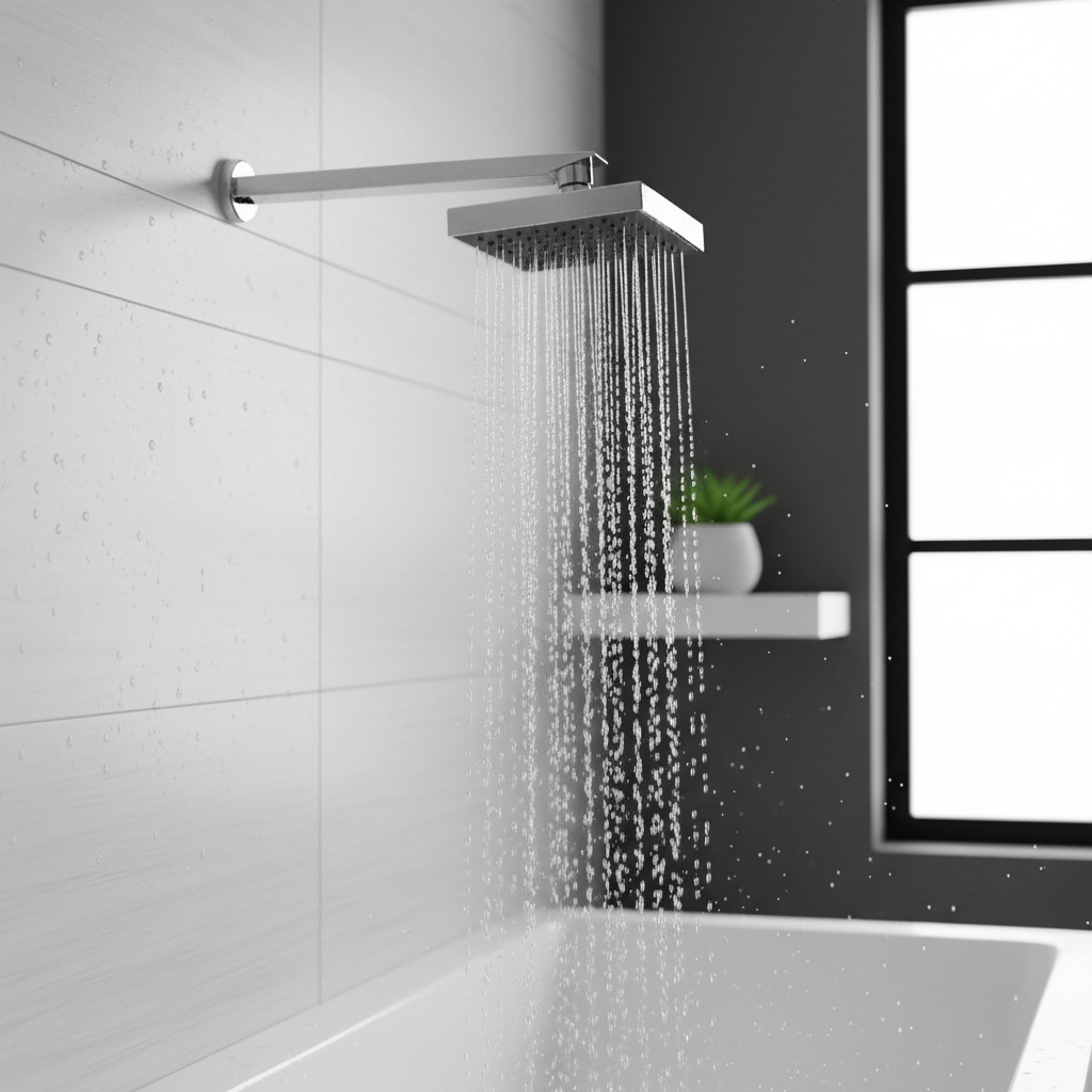 Boxy Overhead Shower with 360° Swivel and Stainless Steel Arm