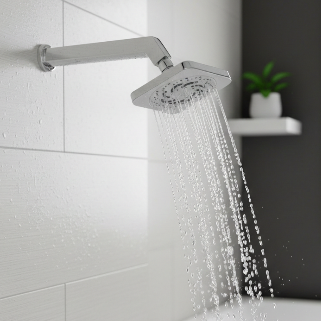 Iris Overhead Shower with 360° Swivel and Stainless Steel Arm