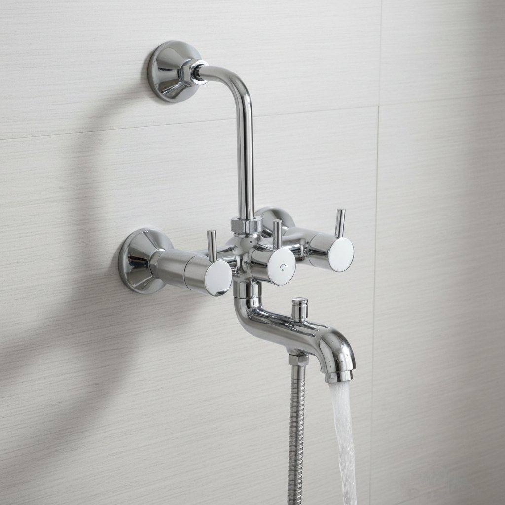 Flora 3-in-1 Wall Mixer Tap With Bend
