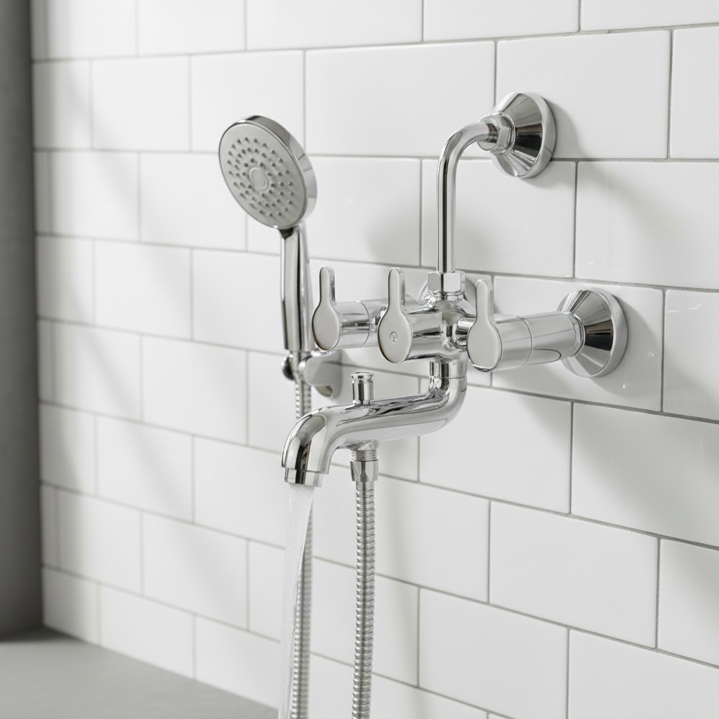 Fusion 3-in-1 Wall Mixer Tap With Bend