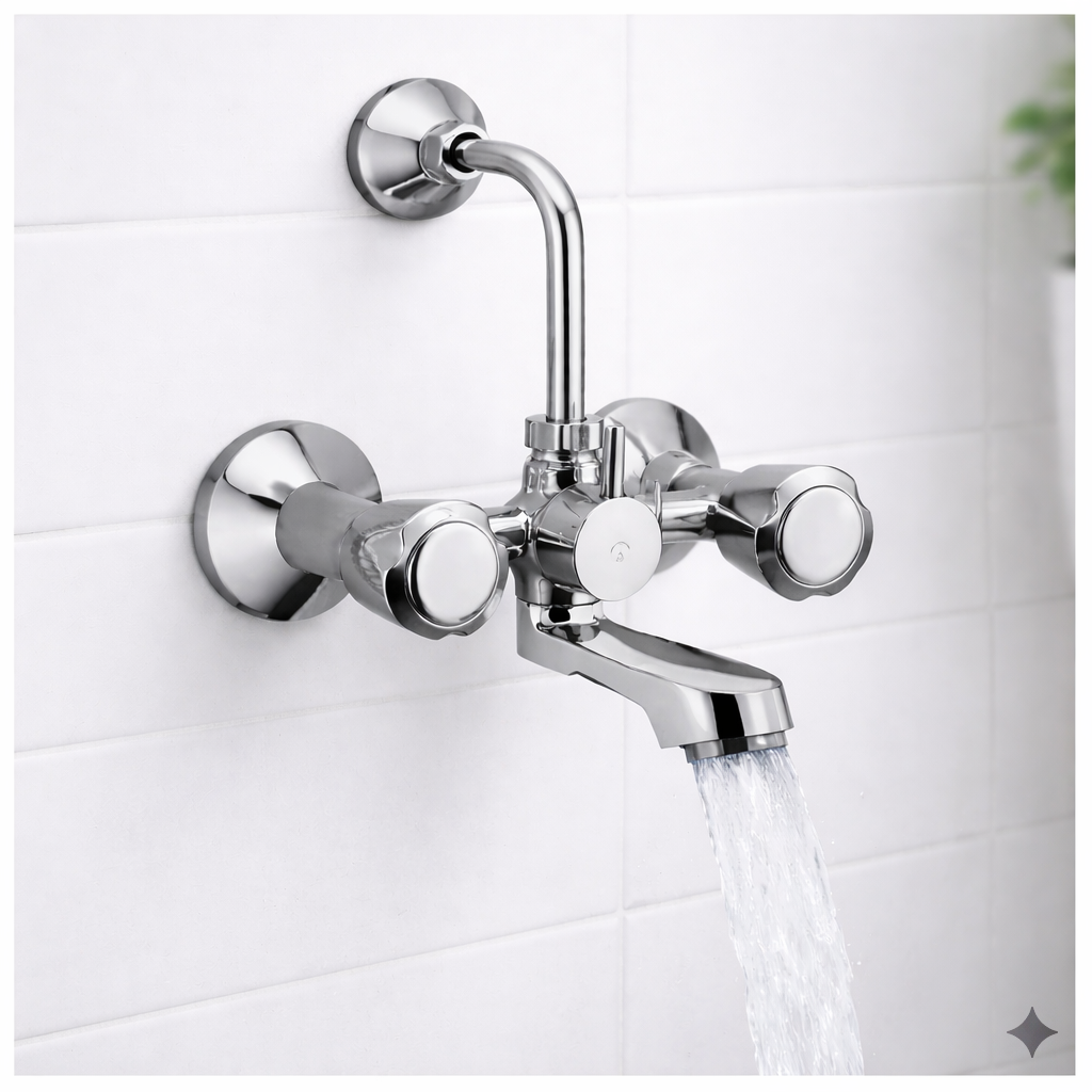 Mercury 2-in-1 Wall Mixer Tap With Bend