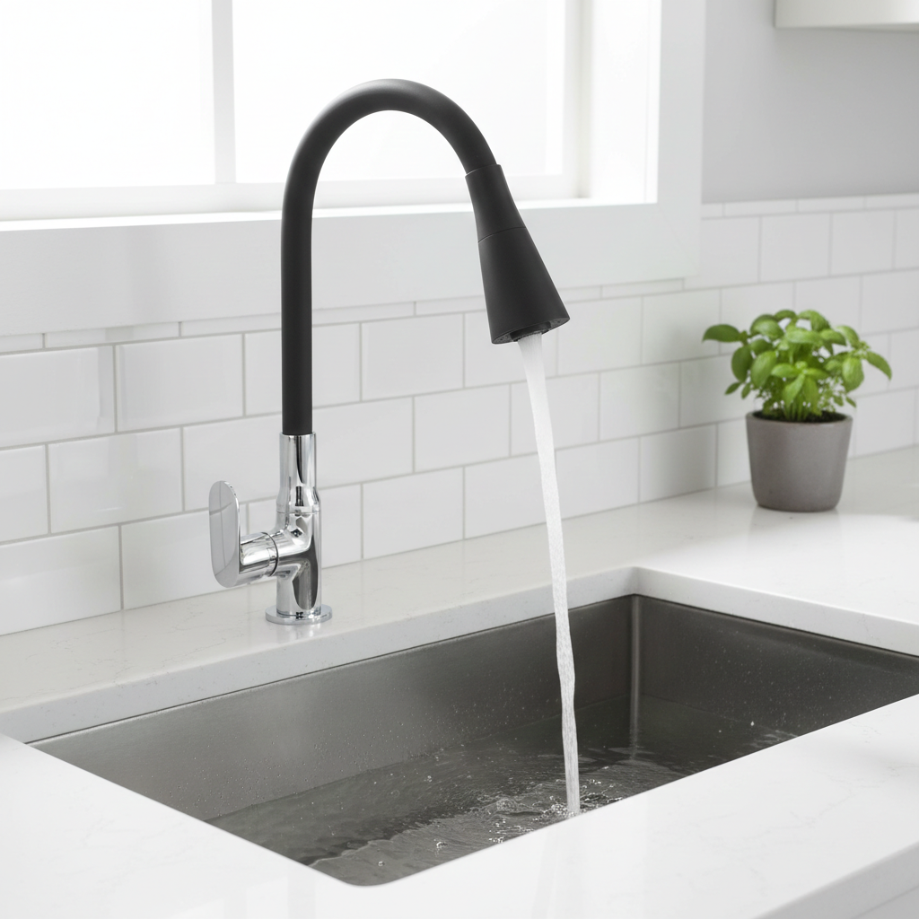 Flexible Swan Neck Faucet with Dual Flow Shower Mode | Deck Mounted