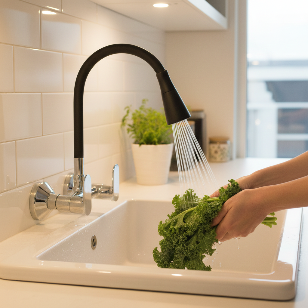 Flexible Sink Mixer Faucet with Dual Flow Shower Mode and Double Handle | Wall Mounted